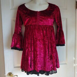 Red Velvet Bell Sleeve Dress from Hot Topic